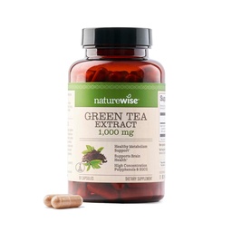 NatureWise Green Tea Extract Capsules 1000 mg - 50% EGCG & 98% Polyphénols - Extra Strength Green Tea Pills - Antioxydants pour la santé cardiaque et l'énergie - Vegan, Non-OGM - 90 Compte[45 jours]