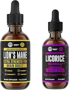 Herbify Bundle - Lions Mane Drops & L'extrait de racine de réglisse - Brain Boost & Nervous Stomach Support