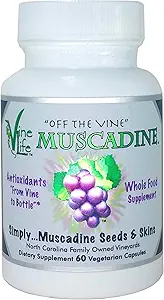 VineLife Muscadine Graines de raisin et peau 650mg - 60 Capsules de Véggie - Superfood antioxydant - 1300mg par portion - Resvératrol naturel