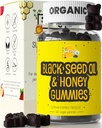Huile de graine noire biologique de Siraj Gummies w/Honey &15% Thymoquinone - Multivitamine pour le soutien immunitaire, anti-stress Vitamines gommy - Turcuma, vinaigre de cidre de pomme, Gummies multivitamine