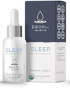 DropRx Sleep by Dr Nicole Saphier – Melatonine Drops with Passion Flower, Ashwagandha & Magnolia Bark Extract – Organic, Non-OGM, Vegan, sans gluten, Kosher – Made in USA (2 Fl Oz)