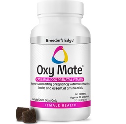 Creeder's Edge Oxy Mate Vitamines prénatales pour chiens et chats, Vitamine complète pour chiens enceintes et chats enrichis d'éléments nutritifs essentiels pour les mères et les littères en santé, 60ct Petit chien et chat