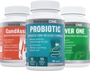 Équilibre ONE 3 mois Kit de Probiotique, CandAssist, Foie One de 15 milliards CFU Probiotique de nettoyage naturel avec acide caprylique de soutien du foie avec chardon