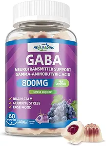 Supplément Gommies GABA pour la relaxation nocturne: Soutien calme avec L-Theanine, 5-HTP, Vitamine D3, B12 & Ashwagandha - Soulagement du stress, Soutien du cerveau et équilibre de l'humeur 60 Gummies 30 Jours d'approvisionnement