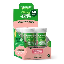 Comprimés d'électrolytes de graminées étonnantes, Comprimés d'aromatisants d'eau vert étincelants avec des vitamines, limonade de fraises hydratantes, 10 comtes (paquet de 6) (paquet de mai Vary)