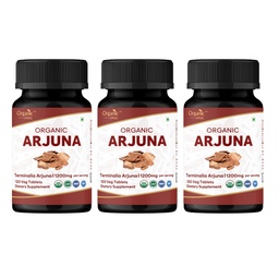 ORGANIC SPREE Arjuna 120 Tablets - Terminalia arjuna - 60 Days Supply - Supports Heart Health & Daily Wellness* | USDA Organic, GMP, HACCP Certified - Pack of 3