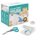 General Medi Conforming Bandage, 4” x 5 Yards Stretched, 24-Pack Gauze Bandage Rolls with Bonus Tape + Scissors, First Aid Supplies, Non-Sterile