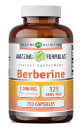 Formules étonnantes Berberine 1000mg par portion 250 Capsules Supplément.