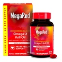 MegaRed Antarctic Krill Oil 500mg Omega 3 Fatty Acid Supplement, Extra Strength EPA & DHA Krill Oil Softgels (90cnt Box), Astaxanthine, supplément santé cardiaque sans post-goût d'huile de poisson