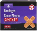 Bandage adhésif - Boîte de 100 pansements en plastique souple 3/4" pour découpes, scorpes, brûlures - sans latex, petits pansements stériles