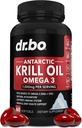 Huile de krill Omega 3 500mg - Huile de krill antarctique 1000mg Capsules de softgels EPA, DHA, Astaxanthine, Phospholipides - Omega 3 suppléments acides gras, suppléments naturels purs pour les femmes et les hommes - 60 Softgels