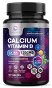 Calcium 1200 mg par portion avec vitamine D3 - Supplément santé osseux, Suppléments vitamine D et calcium pour les femmes et les hommes - Soutien osseux, dents et immunitaires, pilules de calcium de la nature, embouteillés États-Unis - 60 comprimés