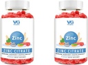 VITA GLOBE Zinc Citrate Gummies – Supplément quotidien de 50 mg de zinc : système immunitaire et soutien de la santé de la peau.