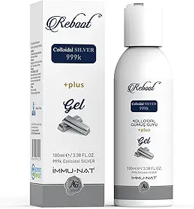 Gel d'argent colloïdal de redémarrage - 35PPM Max Strength - Premiers soins et soulagement de la brûlure - Démangeaisons apaisantes, douleurs causées par les brûlures, coupures, coups de soleil, irritations cutanées - 3,4 oz