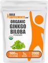 BulkSupplements.com Organic Ginkgo Biloba Powder - from Ginkgo Biloba Leaf, Herbal Supplement - Vegan & Gluten Free, 500mg per Serving, 1kg (2.2 lbs) (Pack of 1)