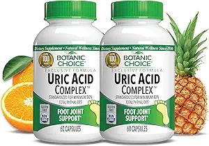 Botanic Choice Uric Acid complexe complément de soutien du pied – Aide à soulager le malaise avec les graines de céleri et Bromelain - 2 Pack