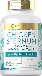 Carlyle Poulet Cartilage de sternum Capsules de collagène de type II 3000mg. 120 pilules avec acide hyaluronique.