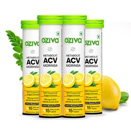 OZiva ACV Moringa Apple Cider Vinegar Tablets, Lemon Masala, Pack of 4