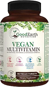 Multivitamines véganes pour les hommes et les femmes - Vitamines A , Complexe B , C , D3 , Zinc , Magnésium , Spiruline , Antioxydants - Supplément minéral multivitamine quotidien avec mélange de fruits et légumes propriétaires