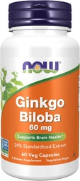 compléments alimentaires, Ginkgo Biloba 60 mg, 24% extrait normalisé, projet non-OGM vérifié, 60 capsules de légumes