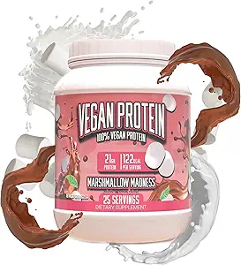 Suppléments énormes Poudre de protéines végétaliennes - Madness Marshmallow - Poudre de protéines végétale supérieure, 20g de protéines par portion, sans gluten
