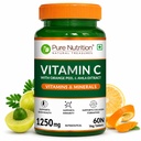 Pure Nutrition Plant Based Vitamin C Tablets | Vitamin C Supplements with Amla & Orange Peel Extract | Supports Collagen Formation & Fights Free Radicals for Healthy Skin Boosts Immunity & Skin Glow | Natural Antioxidant for Men & Women | 60 Veg Tablets