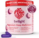 Peach Perfect Twilight Magnésium Glycinate Sommeil Multivitamine Magnésium Supplément avec Tart cerise biologique, camomille, 5-HTP, L-Tryptophane, Sleepy Girl Mocktail naturel, 60 capsules, 30 portions
