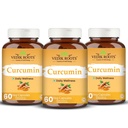 Curcumin Tablets with Piperine and 95% Curcuminoids | Anti-inflammatory Supplement for Adults | Turmeric, Ginger & Black Pepper | 180 Veg Capsules | Pack of 3