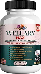Wellary Max Ménopause Supplément de soutien, 40 milliards CFU Probiotic Blend, 90 capsules (1)