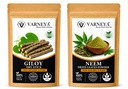 Premium Giloy Neem Combo | Organic Dried Giloy Sticks & Neem Patta | Ayurvedic Herbal Tea Ingredients | Traditional Kadha Herbs | Natural Wellness Support Herbs | Chemical-Free | 100g Each