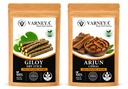 Naturals Organic Giloy Dried Sticks Powder 100g + Arjun Chhal Powder 100g Combo | Guduchi (Tinospora Cordifolia) Stem & Terminalia Arjuna Bark | Pure Natural Ayurvedic Herbs | Chemical-Free | Herbal Tea, Kadha & Decoction Ingredients