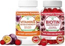 Bundle Lunakai Vitamine E et Biotine Gummies - 3000 mcg Gummies for Adults Energy Support and Bone Health - Vitamines for Hair, Skin and Youthful Apparence