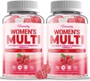 Gommies multivitamines sans sucre pour femmes - Multivitamines à haute absorption pour les femmes Gommy avec Oméga-3, Astaxanthine, Calcium, Fer, Vitamine A, C, D3, K2, E, B6, B12 - Supporte la peau, les cheveux, l'énergie, l'Immune