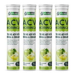 Green Apple ACV Moringa Effervescent Drink Tablets | 750 mg Apple Cider Vinegar with Moringa & Cinnamon | Adult Nutraceutical | Pack of 4
