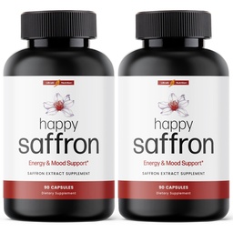 Ultra6 Nutrition Happy Safran Suppléments - 100% pur Safran Extrant Supplément pour le soutien de la santé des yeux - Mood Enhancer pour les femmes et les hommes (Pack de 2)