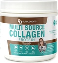 Suppléments CB Protéine multicollagène – Collagène hydrolysé pour la santé des articulations, de la peau, de la peau, des cheveux et des ongles – Poudre aromatisée au chocolat avec des types I, II, III, V et X – Alimentation herbacée et propre – 58 portions