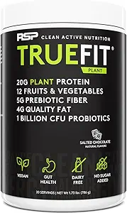 RSP TrueFit Protéine Vegan Poudre de substitut de repas Shake, Protéines végétales + Fruits et légumes biologiques, Fibres et probiotiques, Sans gluten, Sans lait