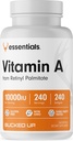 Vitamine enroulée A 10000UI par portion, essentiels (240 portions, 240 softgels)