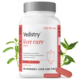 Vedistry Livercare Tablets | Ayurvedic Liver Detox Supplement for Fatty Liver & Sluggish Metabolism | Clinically tested | 22% reversal in fatty liver | Ayurvedic Liver Care with Bhumiamalaki, Kutaki & Amalaki for Detox & Liver Restoration – 60 Tablets (Pack of 1)