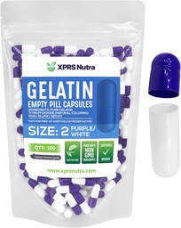 XPRS Nutra Taille 2 Capsules vides - 100 Compte Capsules de gélatine vides - Pills Bricolage Capsule Remplissage - Pure Pilule de Pilule pour Do-It-Youlf Suppléments (Purple/White)