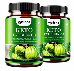Wellona Keto Fat Burner 60 Capsules | Weight Loss Products Supplement for Women & Men | Metabolism Support & Reduce Craving Naturally - Pack of 2