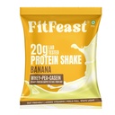 FitFeast Protein Shake Sachet - Pack of 7 | 20g Triple Blend Protein Per Serve| 45:35:20 Whey, Pea & Casein Blend | No Maltodextrin | 0 Added Sugar | As Seen on Shark Tank (Banana)