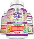 FRESH HEALTHCARE Pilules multicollagènes avec des peptides de type I, II, III, V et X avec vitamine C, acide hyaluronique - soutient cheveux, peau, ongles et articulations sains - 120 capsules casher