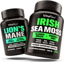 Lions Mane Champignon + Irish Sea Moss - Brain Booster Mémoire & Énergie + Immunissance Support, Joint & Thyroïde et Gut Health