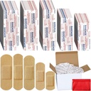 Lounsweer 2000 Pcs Tissu Bandes adhésives Variety Pack Bulk Assorted Sizes Flexible Breathable Patch Fabric Bandages for Family First Aid Skin Wrap Finger Wound, Natural