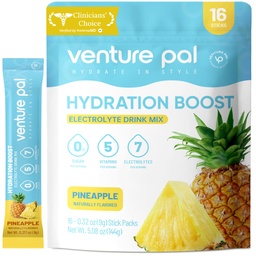 Venture Pal Powder Packets sans électrolyte de sucre - Liquid Daily IV Drink Mix pour l'hydratation rapide et la récupération des parties