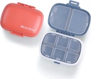 MEACOLIA 2 Pack 8 Compartiments Travel Pill Organizer Box Hydraure Proof Petite Pill Case pour Pocket Purse Daily Pill Holder Conteneur pour la vitamine de médecine (bleu foncé et rouge)