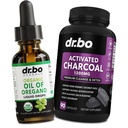 Huile d'Origan gouttes liquides organiques et capsules de charbon - Huile de gouttes d'Origan Extrait de Teinture et pilules de charbon pour le nettoyage des gaz d'estomac Détox Immune Support, Binder digestif - Organique