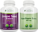 Extrait purement holistique de graines de raisin 400mg + Hawthorn Berry 665mg Bundle - 400 Capsules Vegan - Fabriqué en France