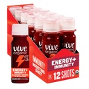 Vive Organic Energy Shot + Immune Support, Immune Defense avec Ashwagandha, Thé vert et caféine, Sans gluten, Vegan, Énergie et Focus, 2 Fl Oz (paquet de 12)